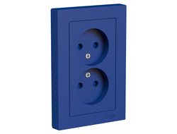 Розетка 2+2Р шторки, аквамарин, серия AtlasDesign