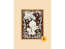 Купить пряник в шоколаде "С Новым годом "Зайка и ежик с шаром", 700 грамм, фото