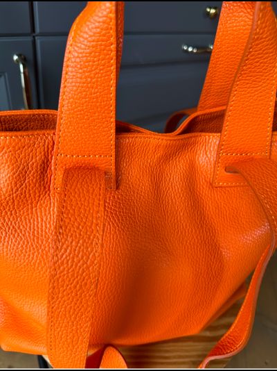 Женская сумка шоппер из натуральной кожи Vera Pelle цвет оранжевый 022033