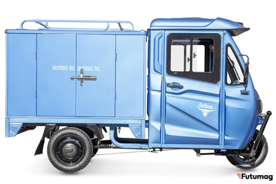 Грузовой электротрицикл Rutrike КАРГО Кабина Дуал синий