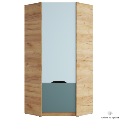 Rich Шкаф ШК-003 (угловой) Дуб Крафт золотой - Мята/Сумеречный голубой