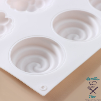 Форма для муссовых десертов и выпечки KONFINETTA «Карамелла», 29,5×17,2×2,5 см, 8 ячеек (d=6,5 см), цвет белый