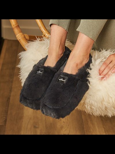 Тапочки-грелки для ног Luxury (угольные)