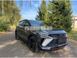 Пороги алюминиевые "Slim Line Black" 1720 мм ТСС для Geely Coolray 2024-