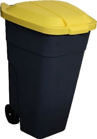 Бак для мусора 110 л. с желтой крышкой, на колесах