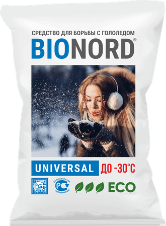 Противогололедный реагент BIONORD UNIVERSAL (Бионорд), 23 кг (до - 30°С)