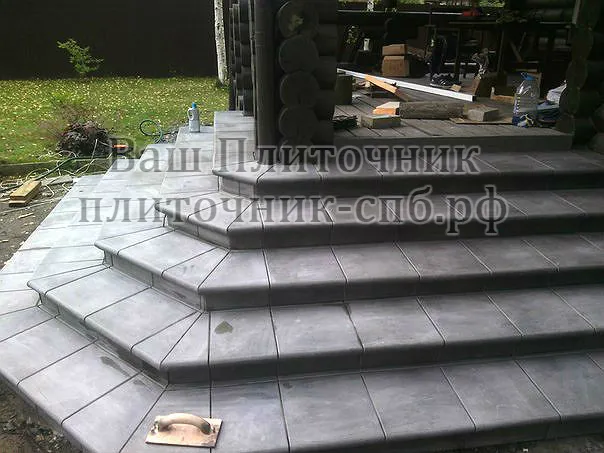 Облицовка ступеней лестницы клинкером