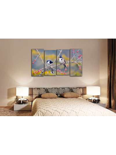 Модульная картина "Свирестелы на веточке"