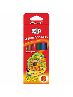 Фломастеры ГАММА "Мультики", 6 цветов, вентилируемый колпачок, картонная упаковка, 180319_03, 12 наборов