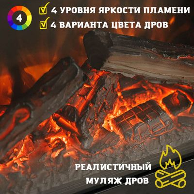 Линейный электрокамин Bergen серый графит с очагом Vision 42 LOG LED