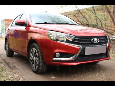 Защита радиатора Lada Vesta 2015- / Vesta SW 2017- (2 части) black низ