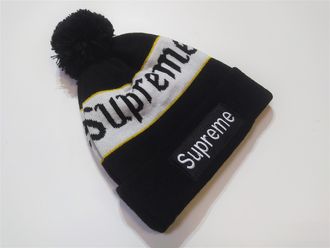 Шапка Supreme Помпон Logo Черный / Белый