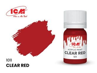 C1011 Краска акриловая, 12 мл, цвет Ясный красный(Clear Red)