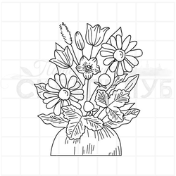 Штамп с  ромашками и колокольчиками