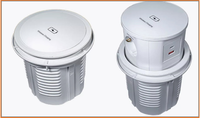 Блок розеток вертикальный POP UP ELIT GLASS с функцией беспроводной зарядки (белый)