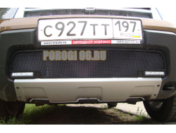 Защита радиатора Renault Duster 2011-2015 с вырезом под ДХО black