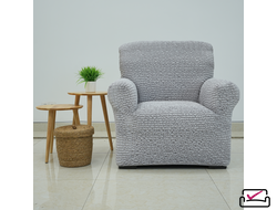 Чехол на кресло Микрофибра Жемчужный. Защита мягкой мебели от животных.