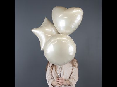 Шар (18''/46 см) Сердце, Кремовый, Сатин