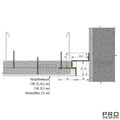 Парящий потолочный профиль Pro Design Gipps 602 Белый