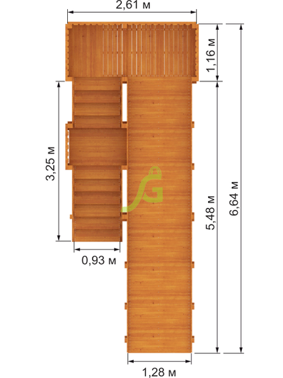 Детская деревянная зимняя горка Snow Fox, скат 5,9 м