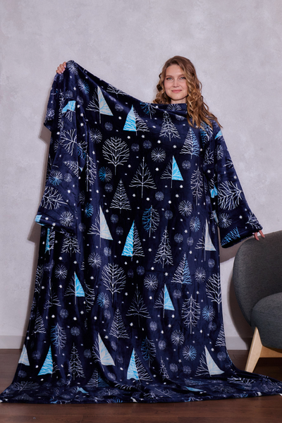 Плед с рукавами "Зимний вечер" из микрофибры (велсофта)