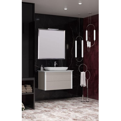 Мебель для ванной Opadiris Рубинно 90 подвесная серый глянец, со столешницей и накладной раковиной "NOVA"