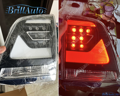 Cтопы Toyota Land Cruiser 200 07-15 в стиле 21 года LED (дымчатые серые)