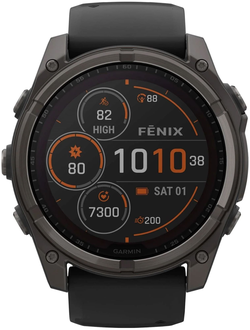 Часы Garmin Fenix 8 —51mm Solar Sapphire Carbon Gray DLC Titanium Black / Pebble Gray