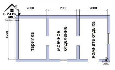 Баня из профилированного бруса "Дружеская" 16м2 6х3