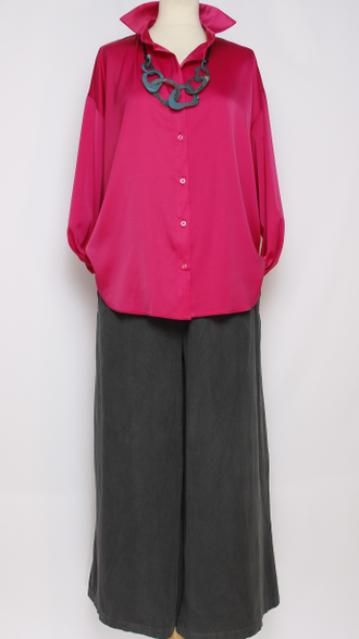 РУБАШКА БОХО "ШЁЛК  КЛАССИКА" синяя р.48,50,54, малахит р.48,50,52,54, фуксия р.48,50,52