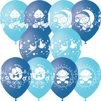 Воздушный шар "С рождением ребенка. Голубой" 5-сторонний (Мексика) 30см.