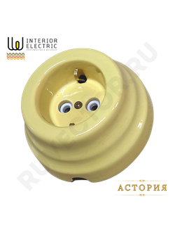 Розетка керамическая Астория, в ретро стиле, песочная, d=90mm