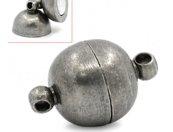 замок магнитный для бижутерии "Сфера" 13х8 мм, цвет-античное серебро