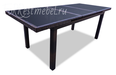 Плетеный стол MYKONOS раздвижной 210 см темно- коричневый