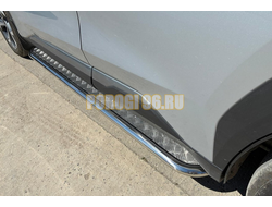 Пороги с накладным листом Папа Тюнинг d42 для Geely Atlas 2023-