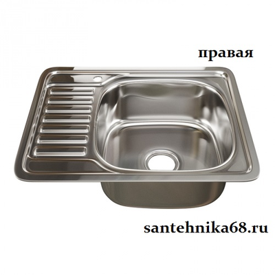 Мойка для кухни нерж врезная прямоугольная MIXLINE 48х58 0,8мм правая левая выпуск 3 1/2 с сифоном глубина 18см