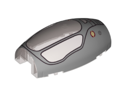 Windscreen 10 x 6 x 3 Bubble Canopy Double Tapered with Square Front Cutout with Light Bluish Gray Jedi Starfighter and Two Red Triangles on Top Pattern, Trans-Brown (Old Trans-Black) (10312pb08 / 6329371)