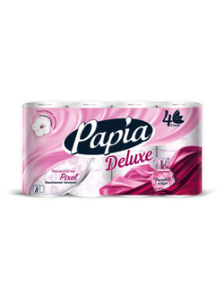 Бумага туалетная Papia DELUXE Парадизо4сл бел 100%ц втул 16,8м 140л 4рул/уп