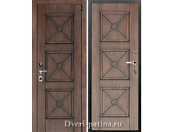 Дверь входная Прованс 3, темный срез дуба с патиной