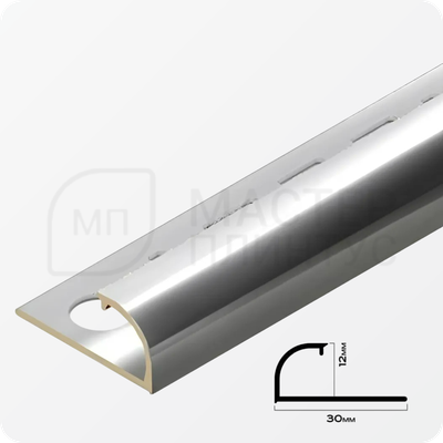 Профиль для плитки С-образный латунный 12 мм NEEXY PVL18-02 CHR Хромированный 2.7 м