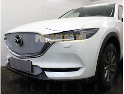 Защита радиатора для Mazda CX-5 2017- 3D chrome верх с камерой PREMIUM
