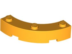 Brick, Round Corner 4 x 4 Macaroni Wide with 3 Studs, Bright Light Orange (48092 / 6133815 / 6310615)