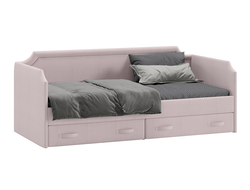 Кровать с мягкой обивкой и ящиками КАНТРИ Тип 1 Велюр пудровый