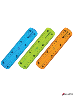 Линейка 15 см гибкая BRAUBERG «FLEX», пластиковая, ассорти, европодвес. 210673