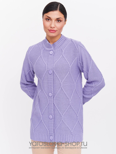 Женский вязанный жакет сиреневого цвета