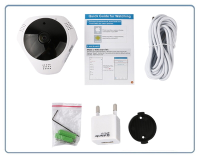 DBPOWER_SS. Потолочная- настенная WiFi видеокамера панорамная с DVR (fish_v380_W), HD 960P (V380 Pro)