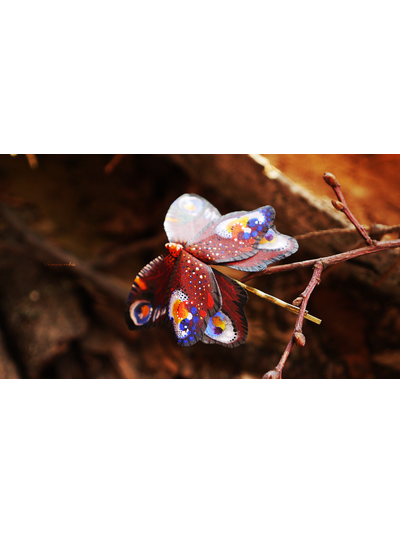 Летняя заколка из шёлка "Бабочка Летучая Искра"