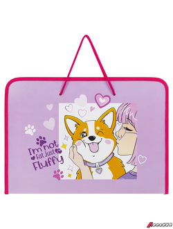 Папка для труда на молнии с ручками ПИФАГОР А4, 1 отделение, пластик, органайзер, «Fluffy akita». 272227