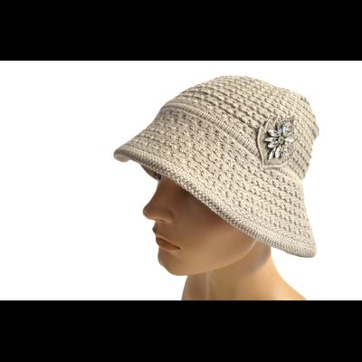 Шляпа Vizio 1537 FF Италия бежевая стразы