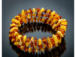 Браслет из матового и медового янтаря, тройной , безразмерный